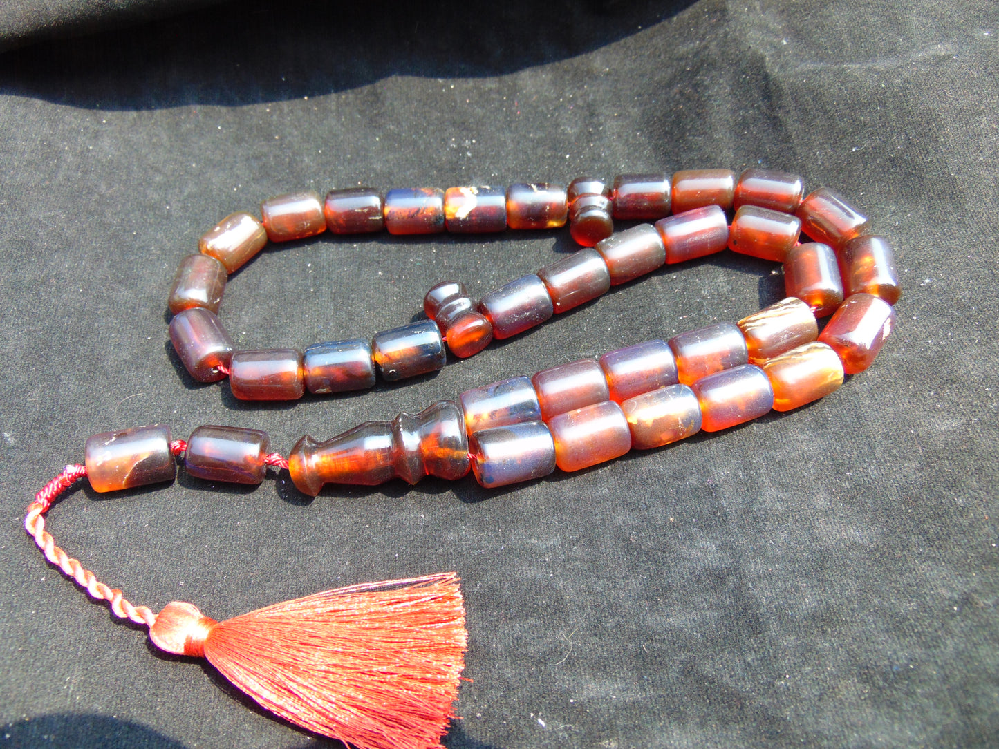 100 gr Komboloi Rosary 33+2 Beads 12x16 mm Indonesian Red Blue Amber for Healing 26RF22