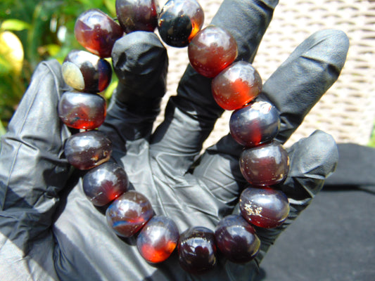 16 Beads Mala Bracelet Indonesian Cherry Red Amber for Healing A16G204
