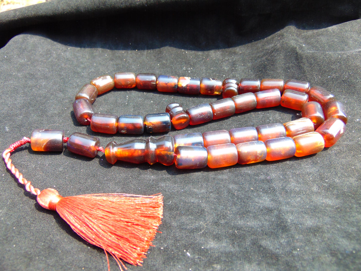 100 gr Komboloi Rosary 33+2 Beads 12x16 mm Indonesian Red Blue Amber for Healing 26RF22