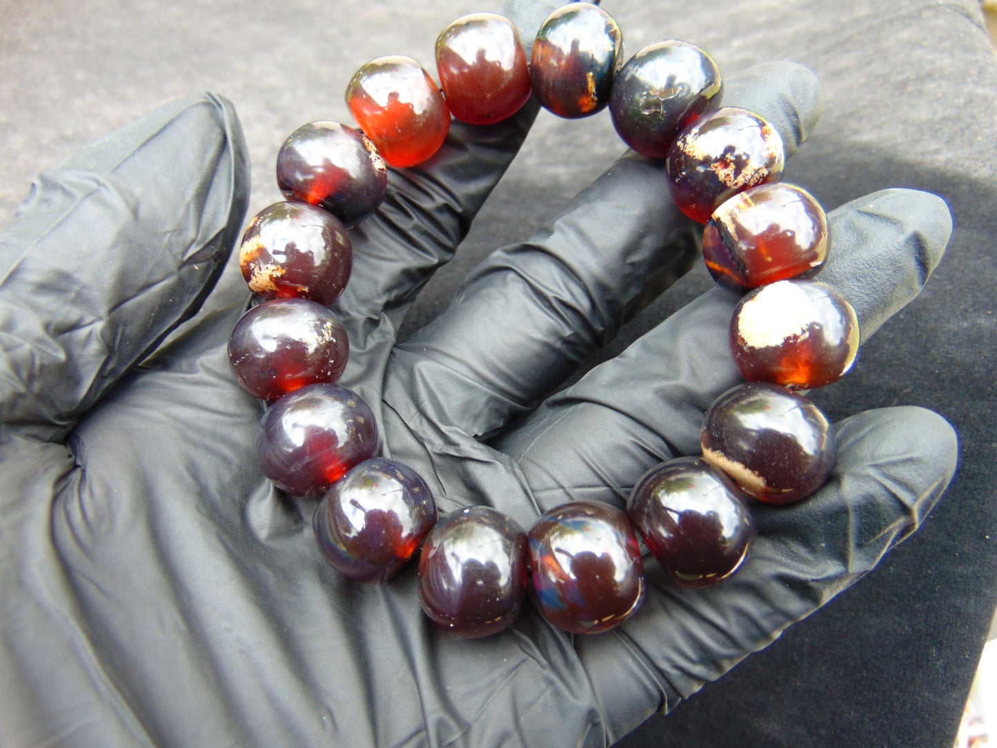 16 Beads Mala Bracelet Indonesian Cherry Red Amber for Healing A16G204