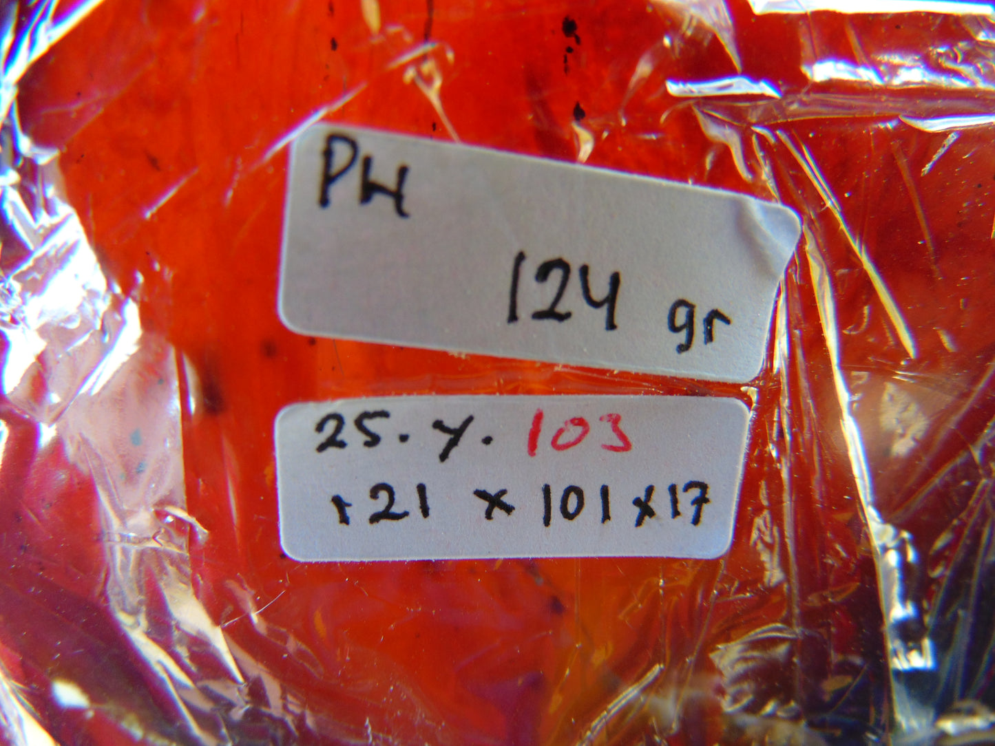 124 gram Slab  polished Indonesian Red Amber for Healing 25Y103