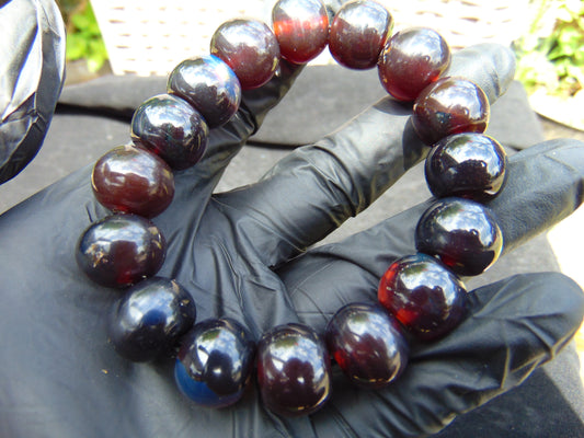 16 Beads Mala Bracelet Indonesian Cherry Red Amber for Healing A16G203