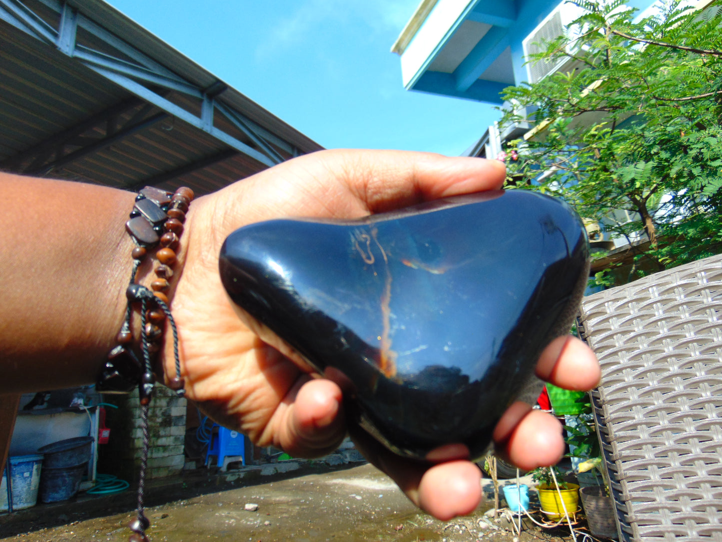 165 gr Full Polished Indonesian Dark Purple Amber for Healing 26ML201