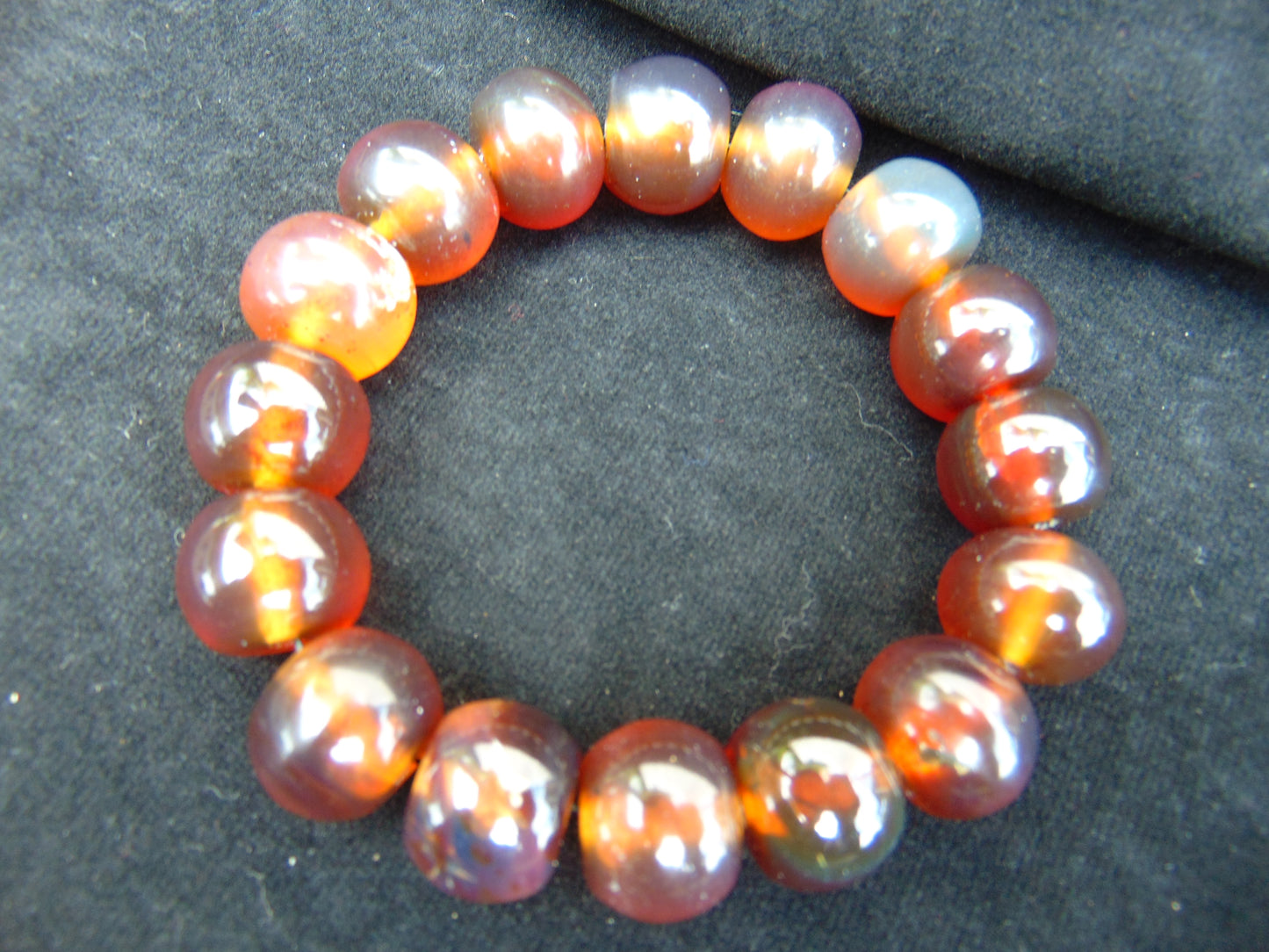 16 Beads Mala Bracelet Indonesian Red Blue Amber for Healing A16G207