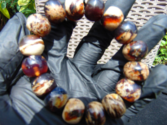 16 Beads Mala Bracelet Indonesian white Amber for Healing A16G209