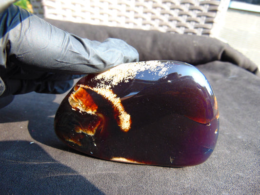 76 gram Slab Slim polished Indonesian Dark Amber for Healing 25N142