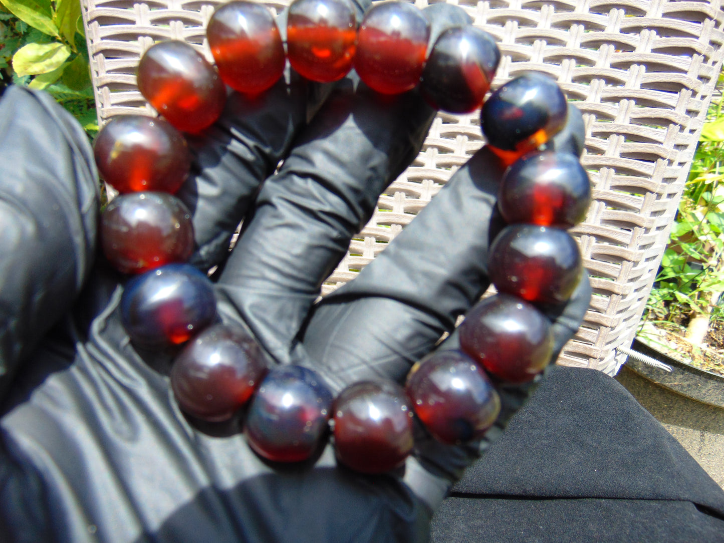 16 Beads Mala Bracelet Indonesian Cherry Red Amber for Healing A16G205