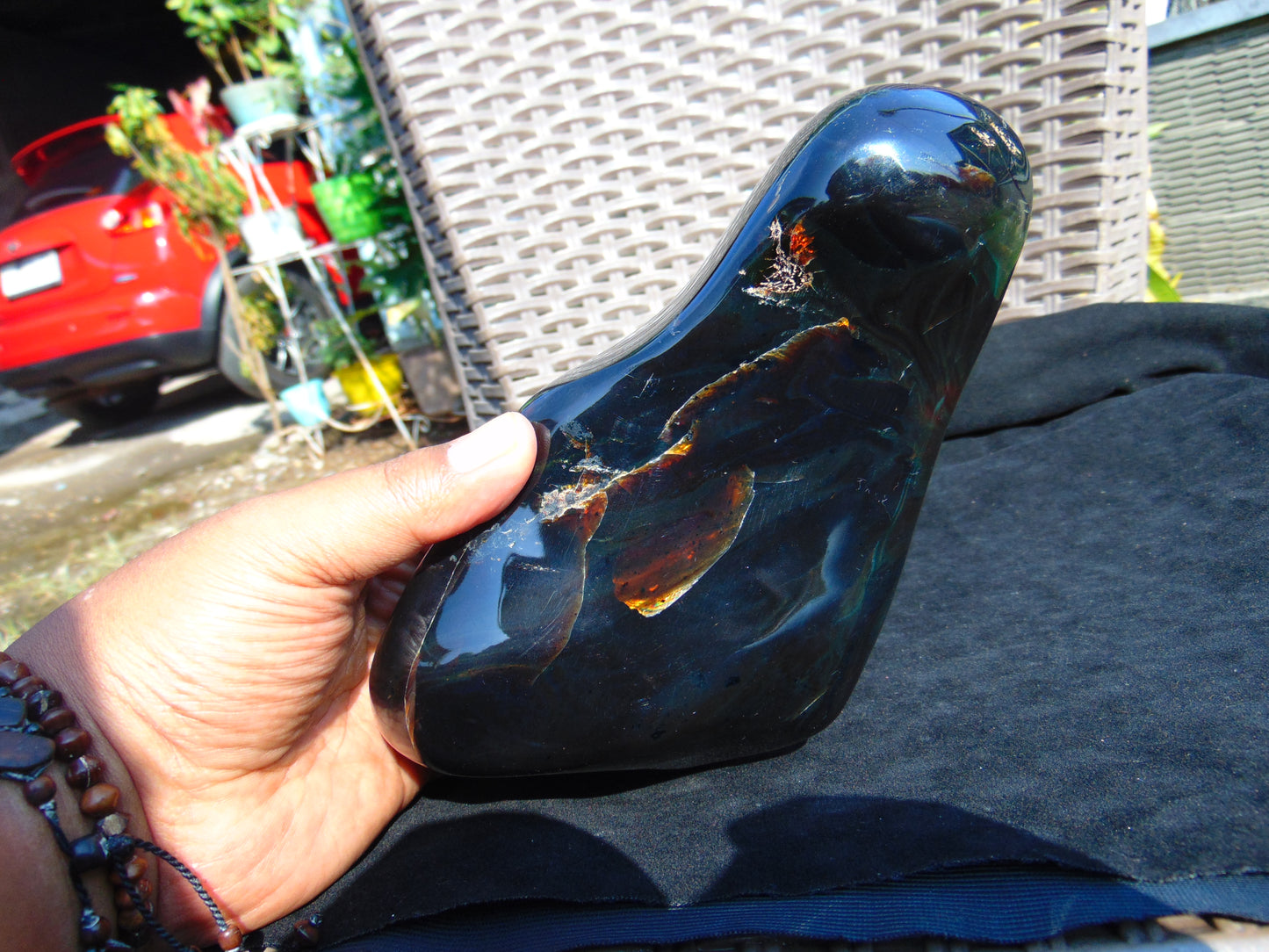 533 gr Full Polished Indonesian Dark Red Amber for Healing 26ML203