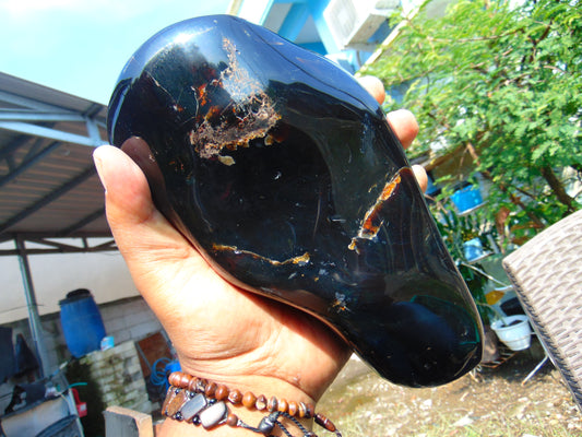 533 gr Full Polished Indonesian Dark Red Amber for Healing 26ML203