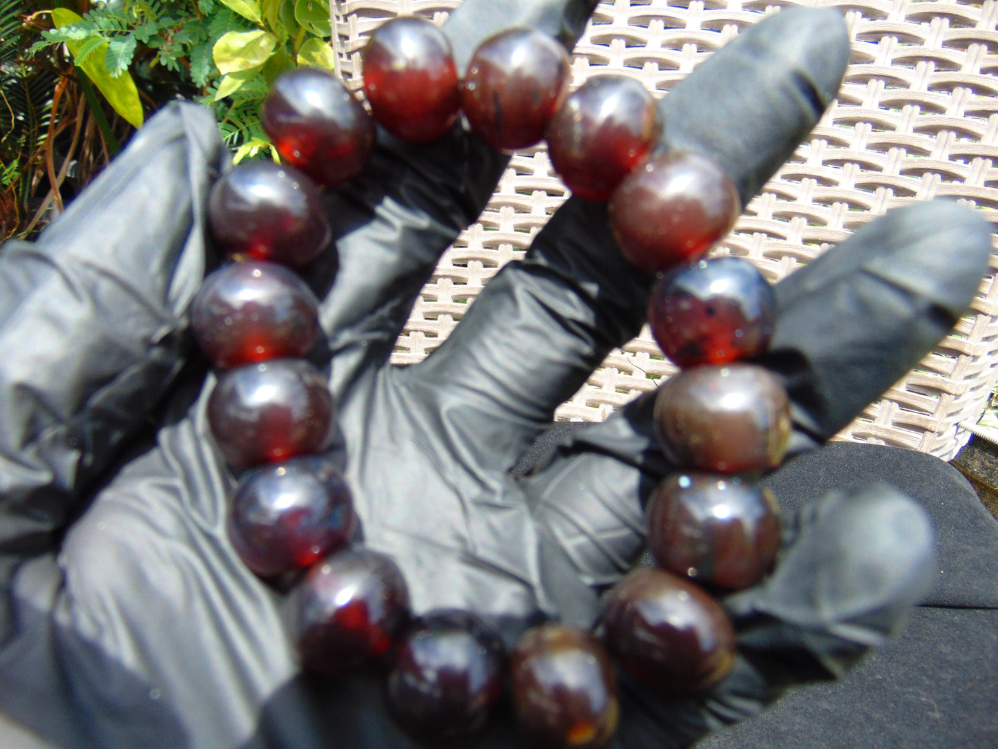 16 Beads Mala Bracelet Indonesian Cherry Red Amber for Healing A16G201