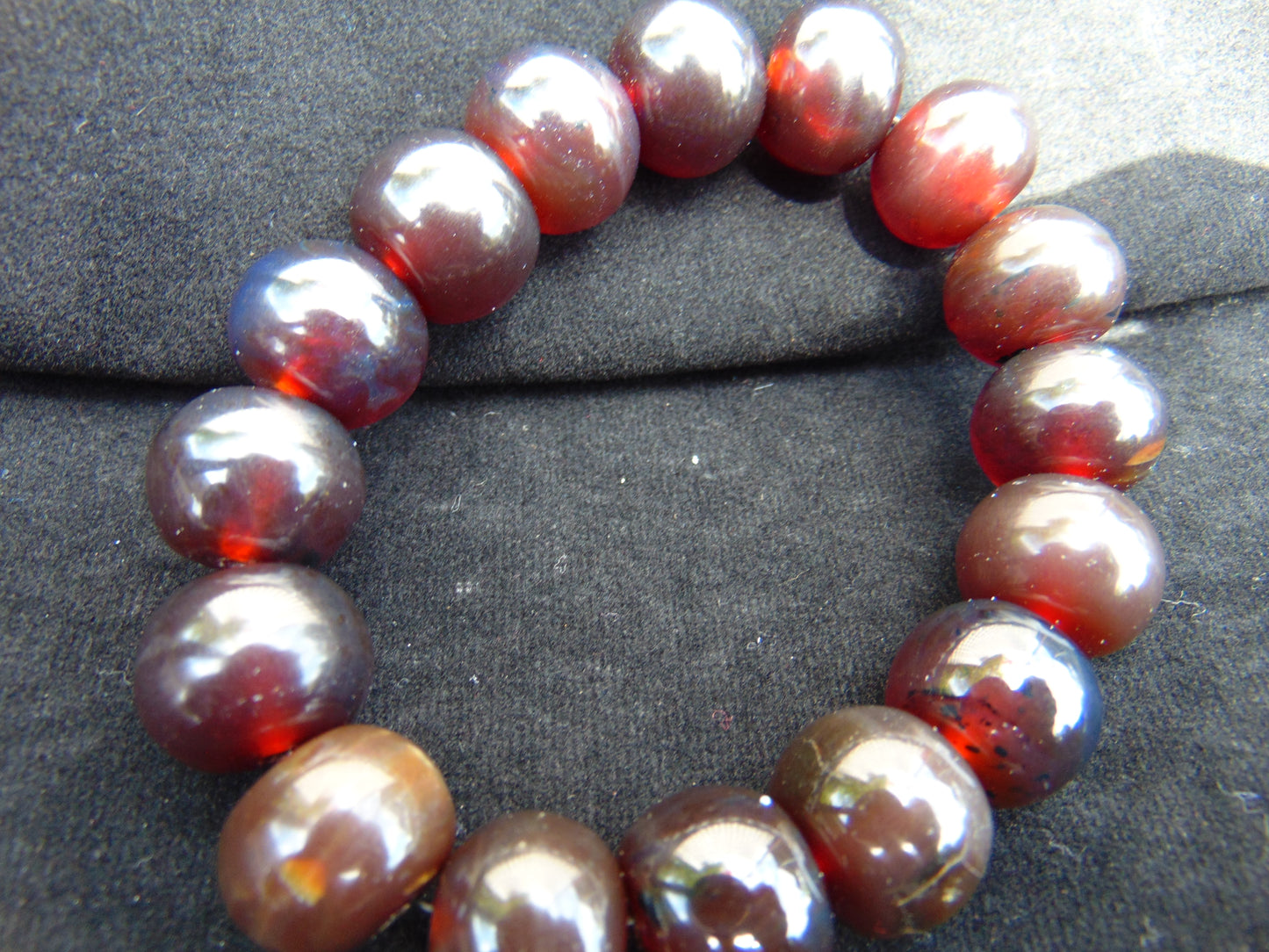 16 Beads Mala Bracelet Indonesian Cherry Red Amber for Healing A16G201