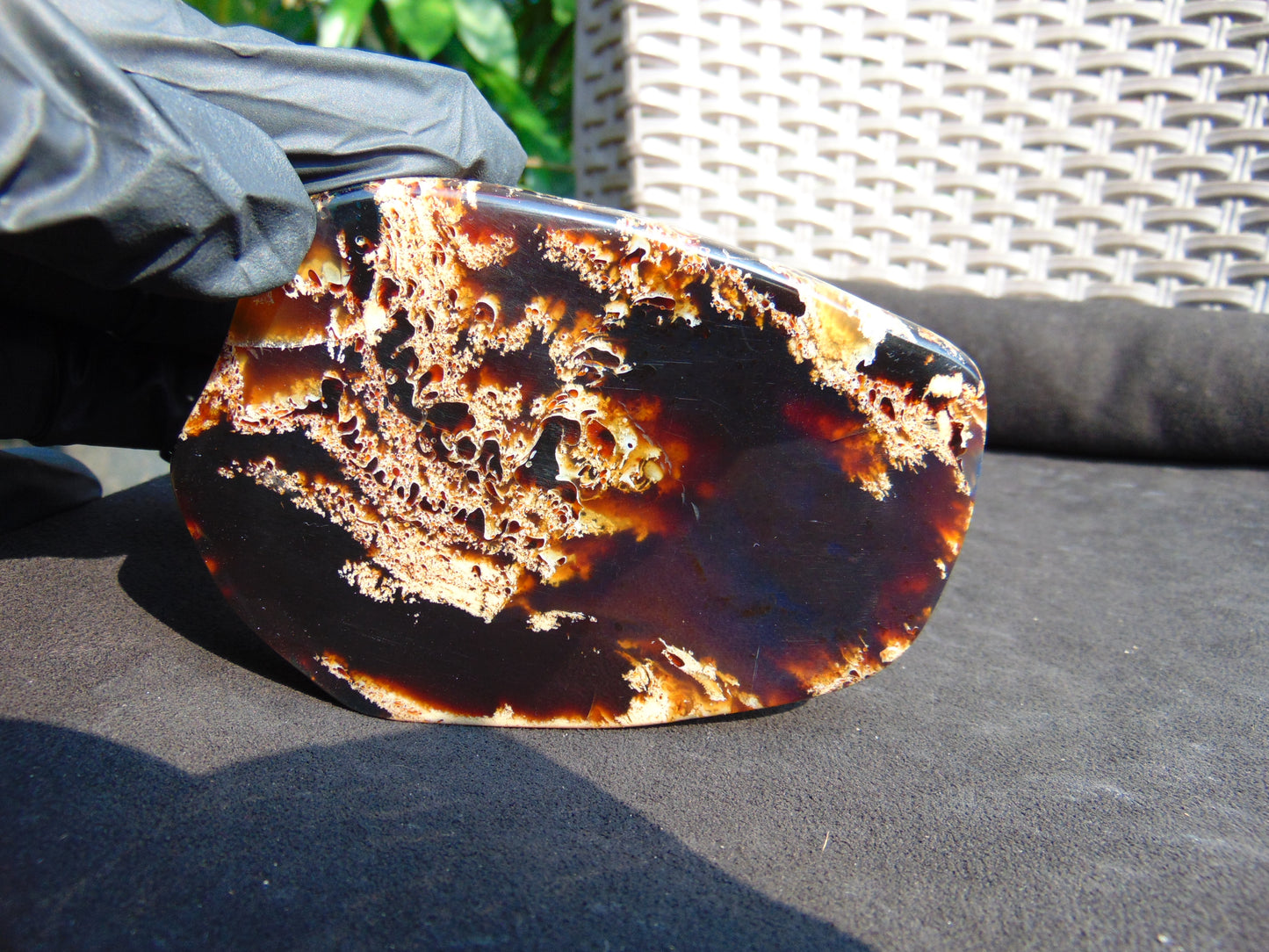 113 gram Slab  polished Indonesian Sumatra White Red Amber for Healing 25Y113