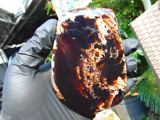 113 gram Slab  polished Indonesian Sumatra White Red Amber for Healing 25Y113