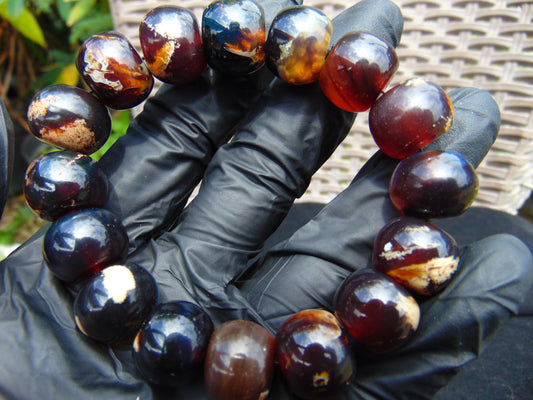 16 Beads Mala Bracelet Indonesian Amber for Healing A16G197