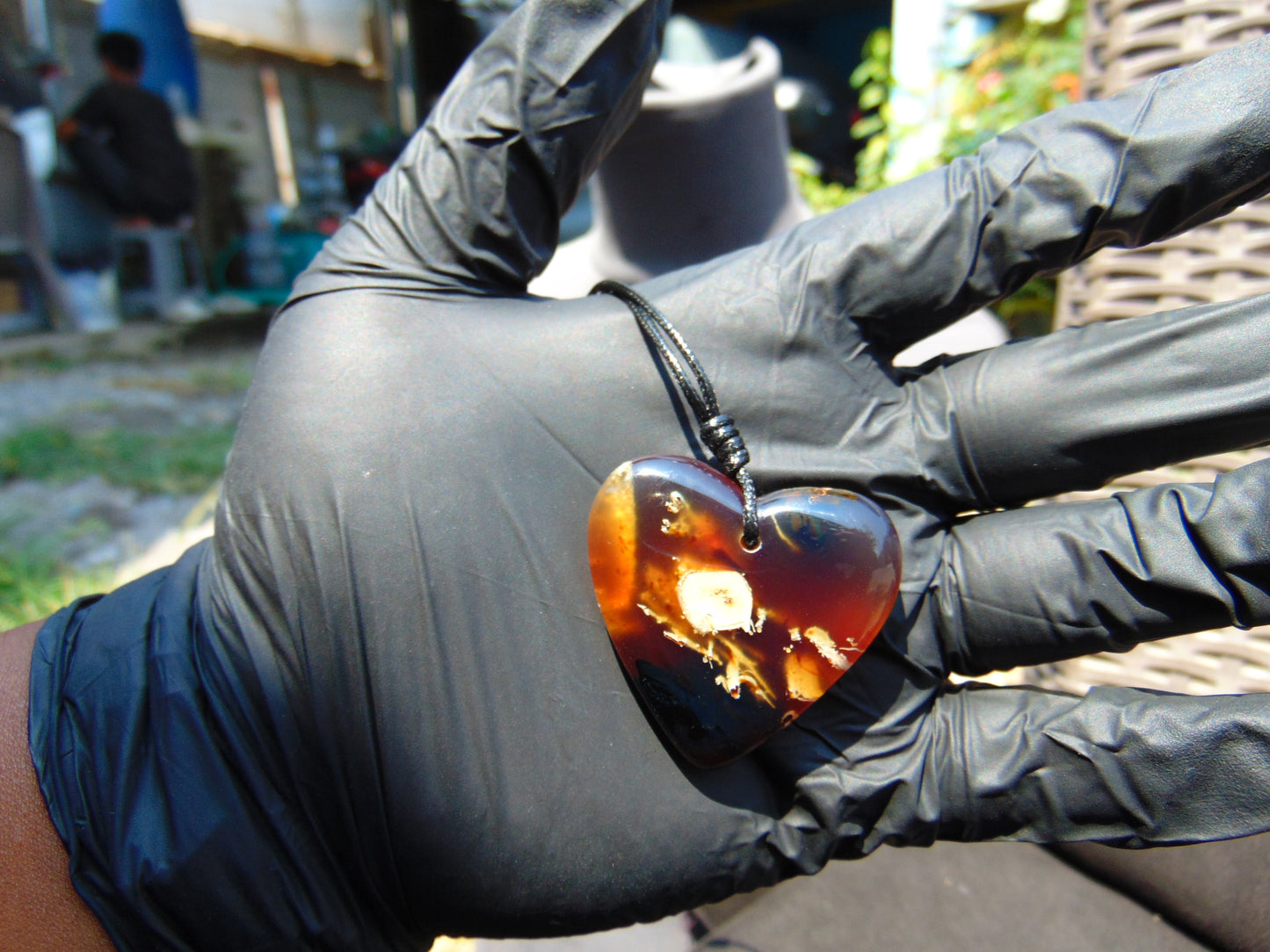 10 gr Heart Pendant Indonesian Blue Amber for Healing PBN684