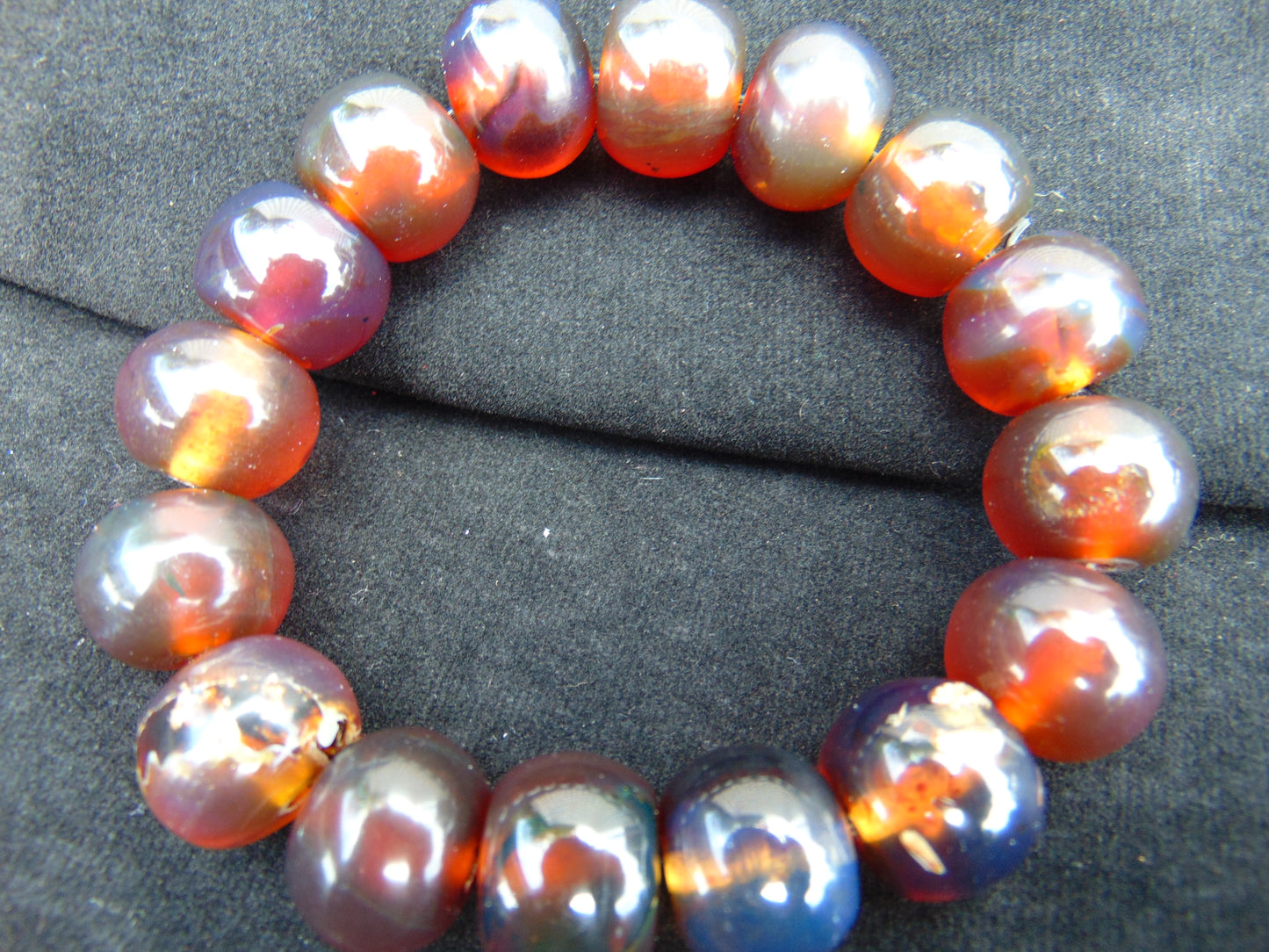 16 Beads Mala Bracelet Indonesian Red Blue Amber for Healing A16G206