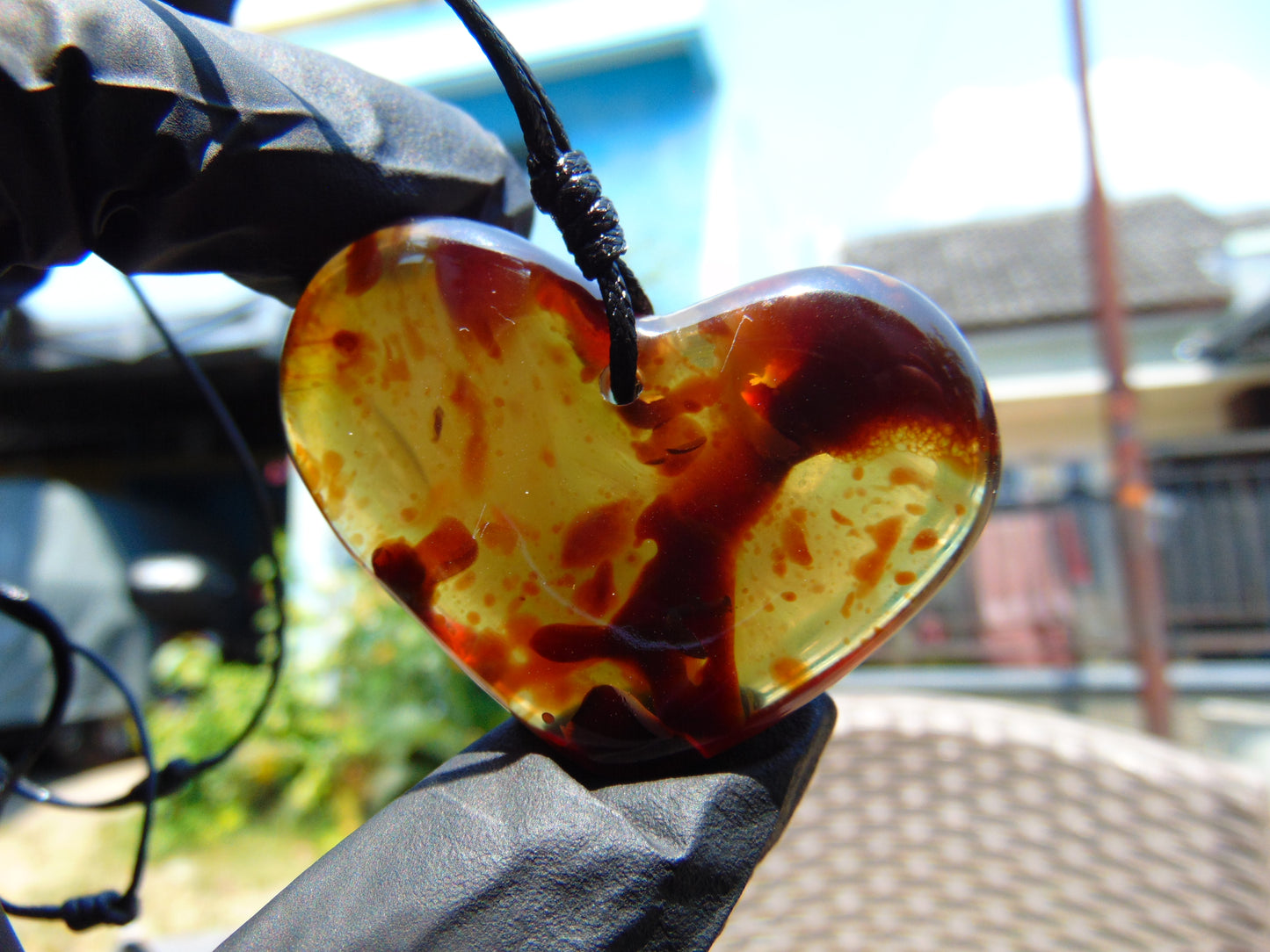 12 gr Heart Pendant Indonesian Blue Amber for Healing PCN658