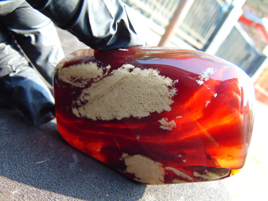 71 gram Slab  polished Indonesian Sumatra Cherry Red Amber for Healing 25Y116