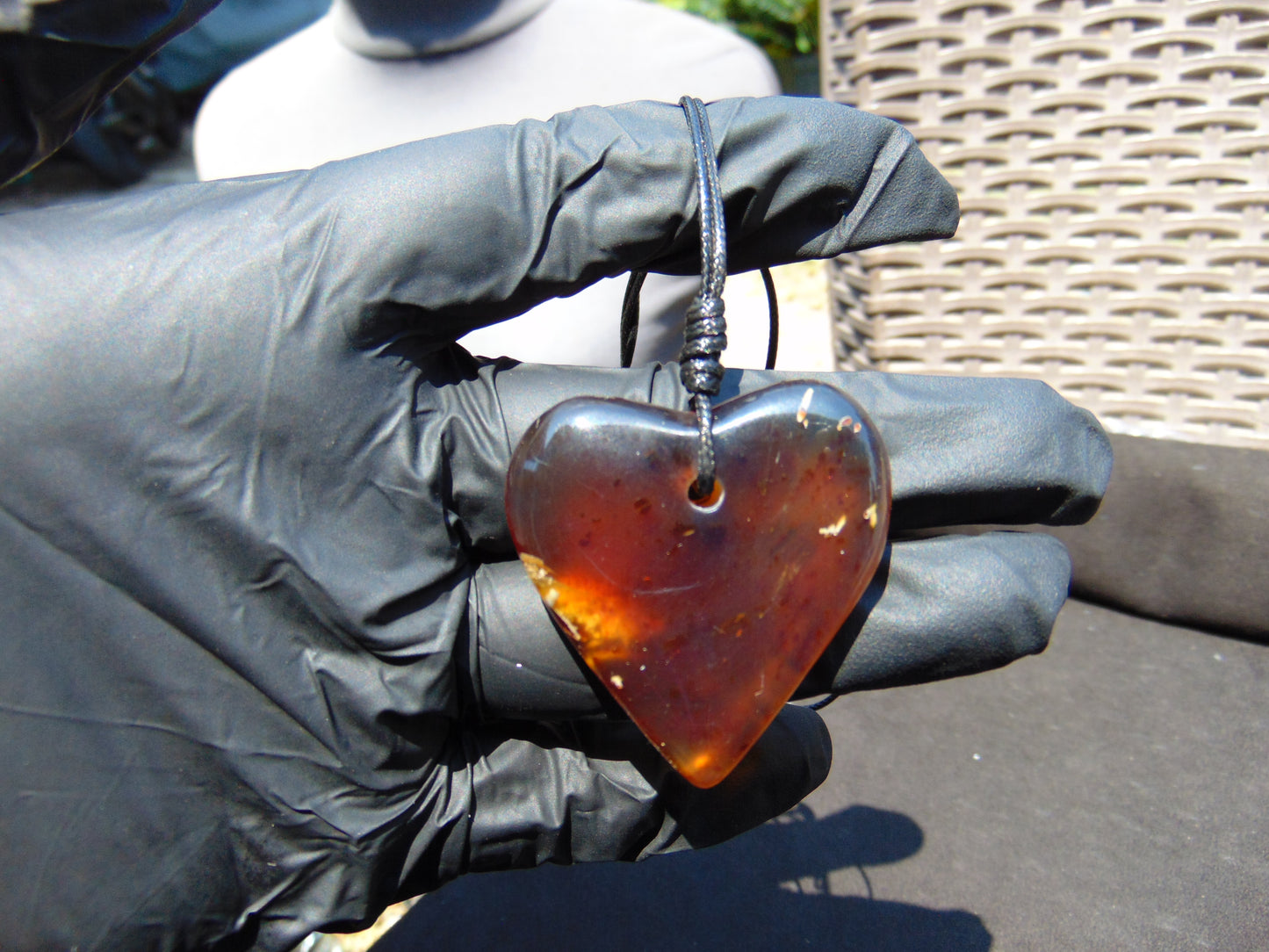 11 gr Heart Pendant Indonesian Blue Amber for Healing PL36