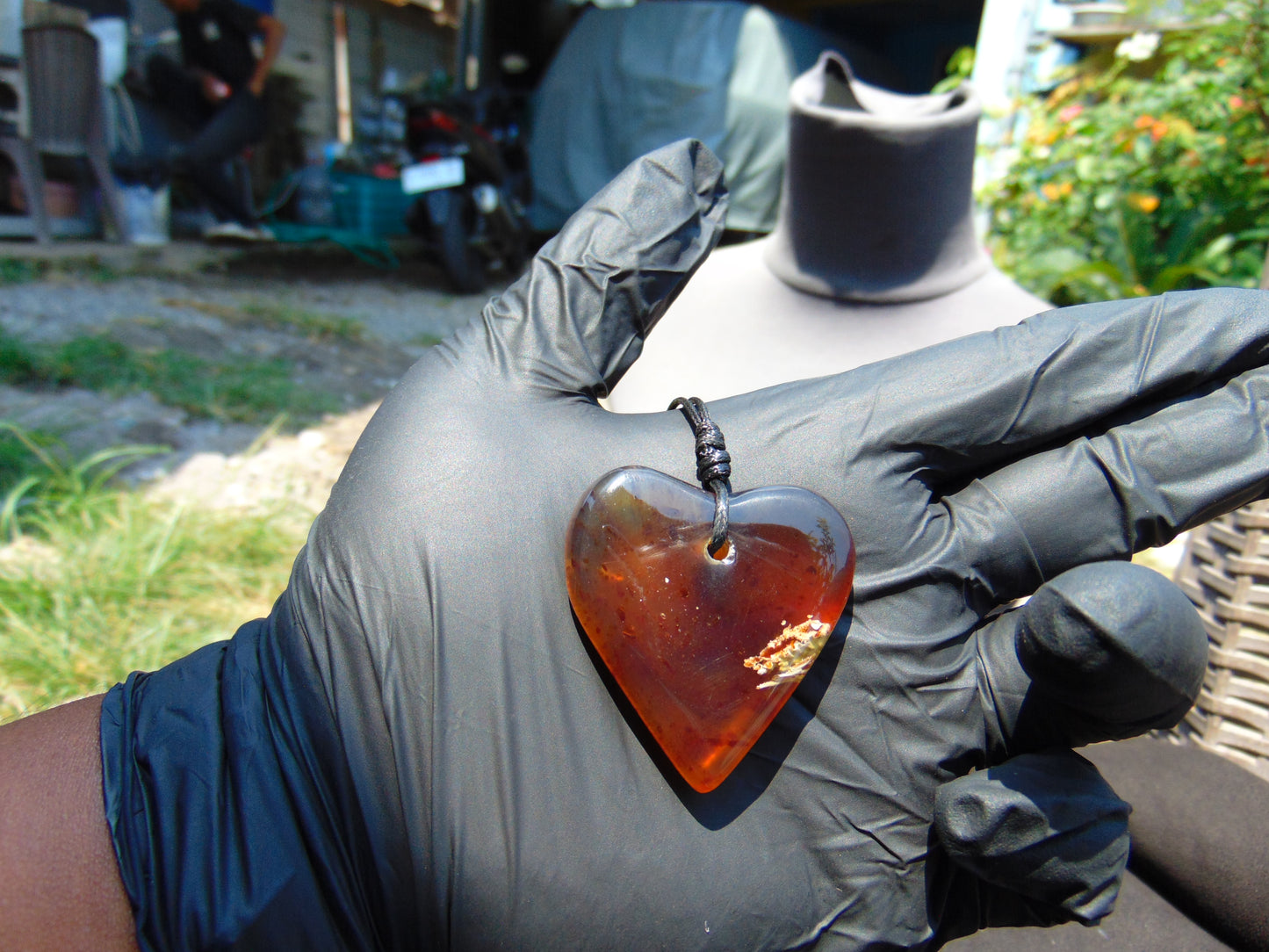 11 gr Heart Pendant Indonesian Blue Amber for Healing PL36