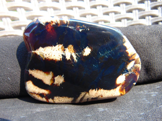 87 gram Slab Slim polished Indonesian Dark Blue Amber for Healing 25A192