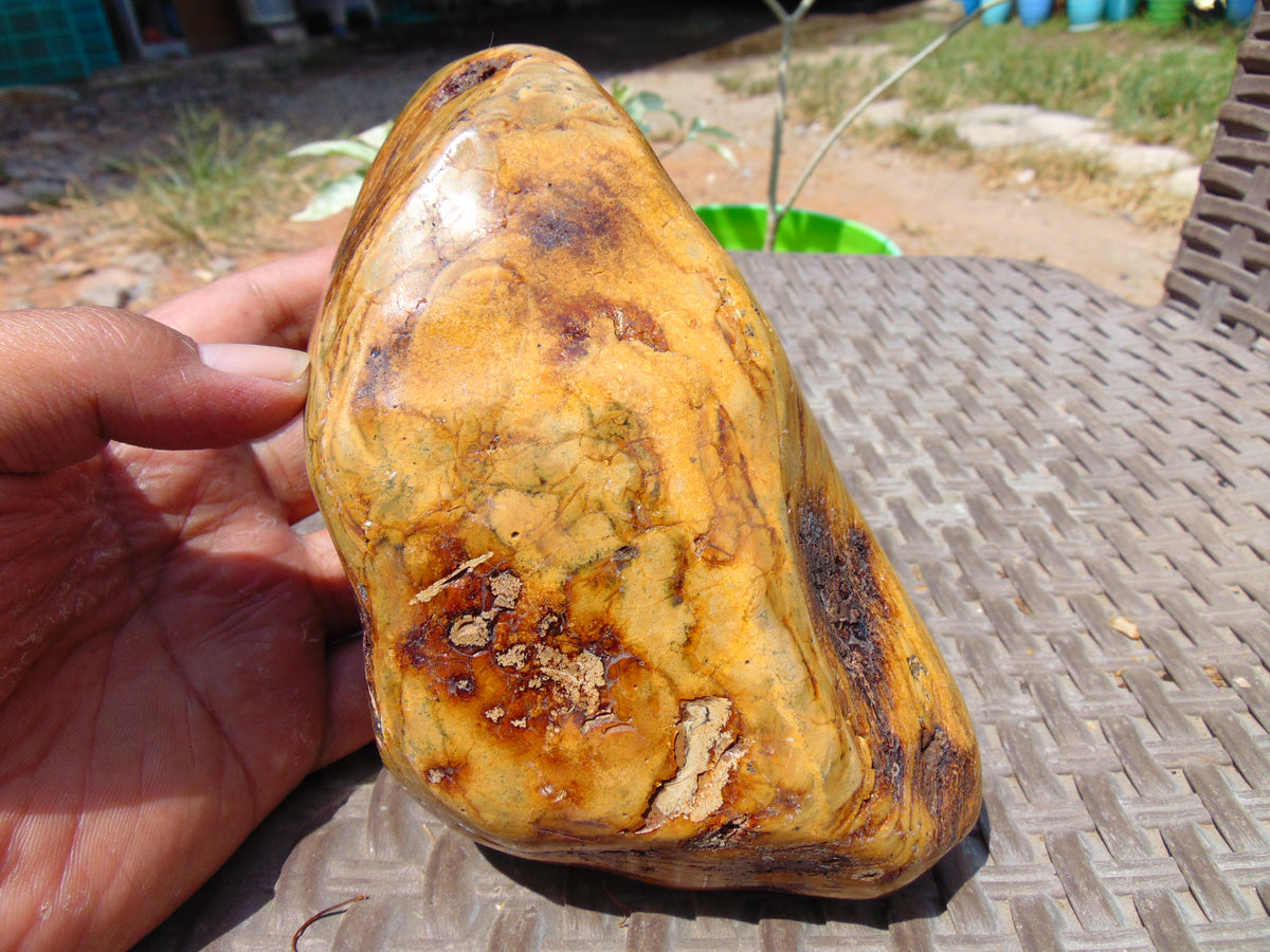 499 gram Polished Indonesia Yellow Aromatic Amber for Healing 26KX2