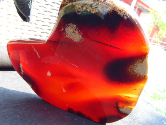 345 gram Slab polished Indonesian Sumatra Cherry Red Amber for Healing 25Y120