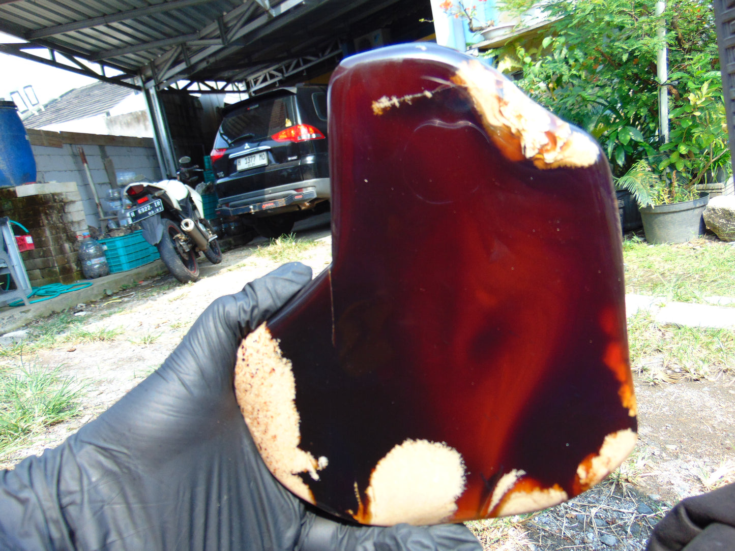 345 gram Slab polished Indonesian Sumatra Cherry Red Amber for Healing 25Y120