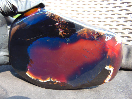 373 gram Slab Slim polished Indonesian Blue Amber for Healing 25N116