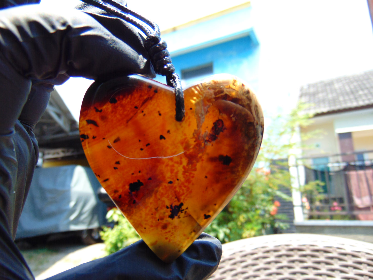 24 gr Heart Pendant Indonesian Blue Amber for Healing PDY735