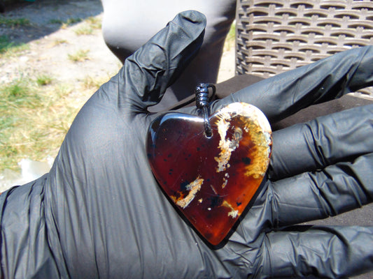 24 gr Heart Pendant Indonesian Blue Amber for Healing PDY735