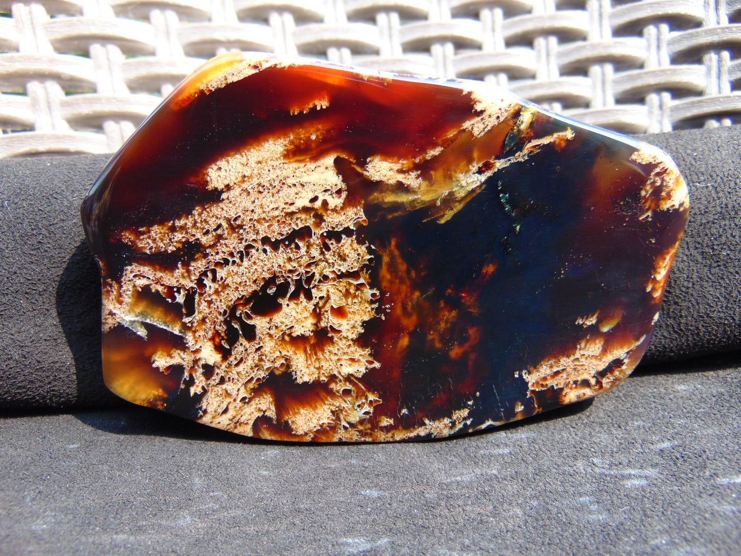 109 gram Slab Slim polished Indonesian White Red Amber for Healing 25A205