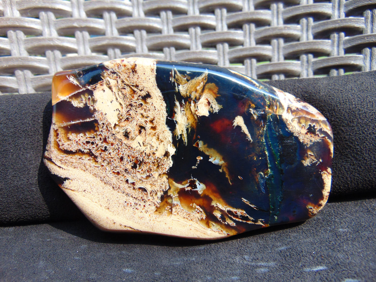 109 gram Slab Slim polished Indonesian White Red Amber for Healing 25A205