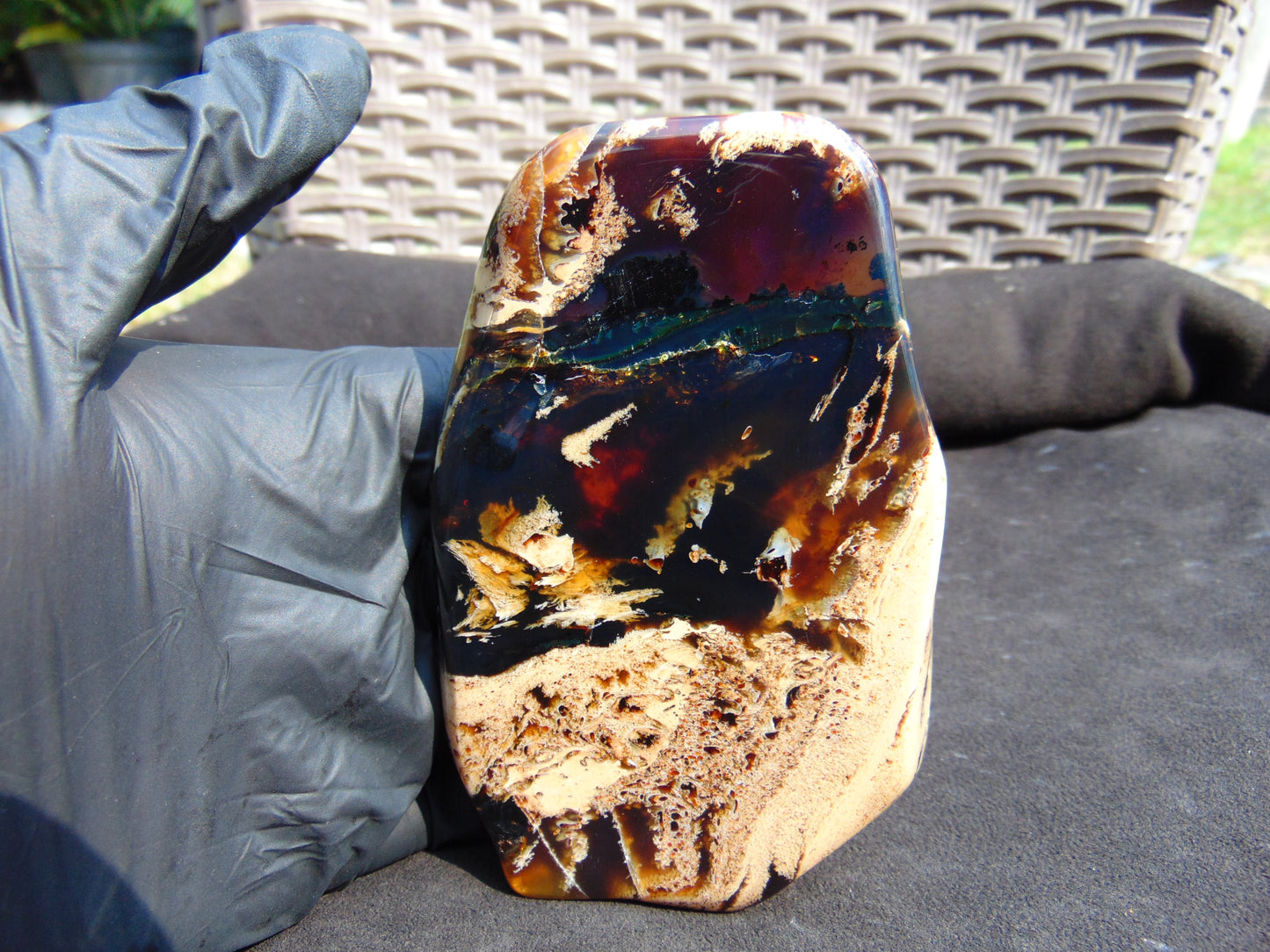 109 gram Slab Slim polished Indonesian White Red Amber for Healing 25A205