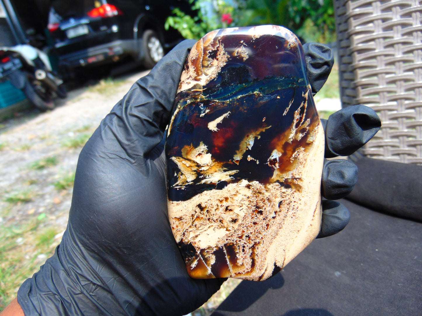 109 gram Slab Slim polished Indonesian White Red Amber for Healing 25A205