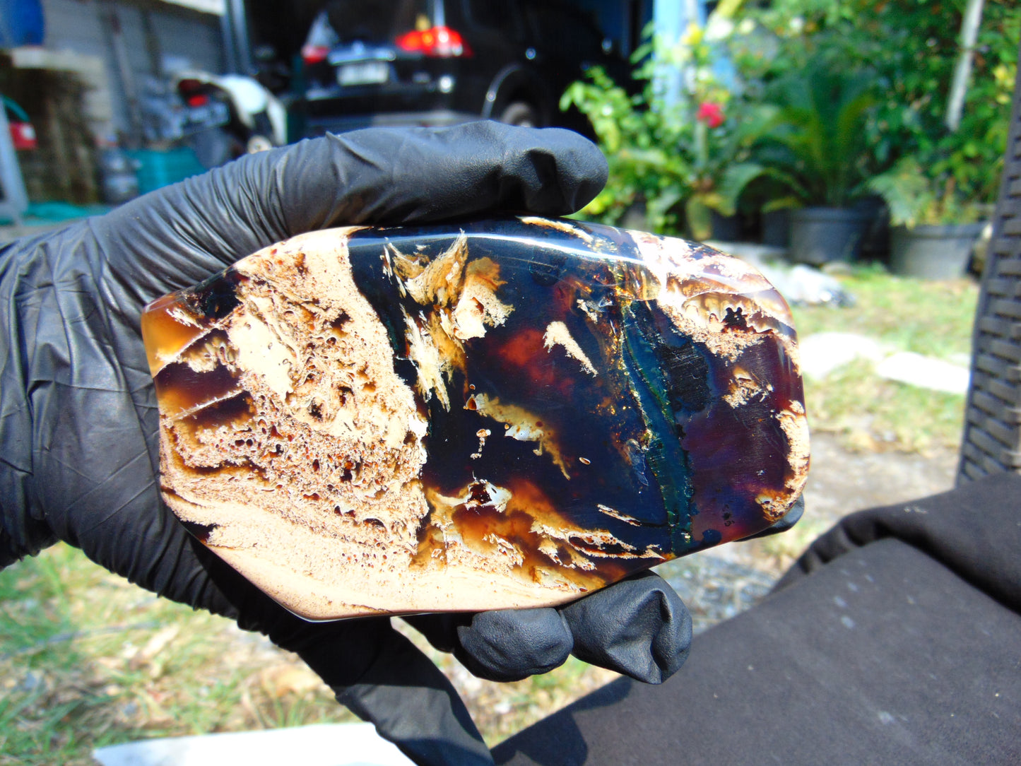 109 gram Slab Slim polished Indonesian White Red Amber for Healing 25A205