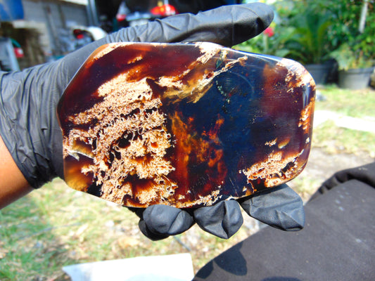 109 gram Slab Slim polished Indonesian White Red Amber for Healing 25A205