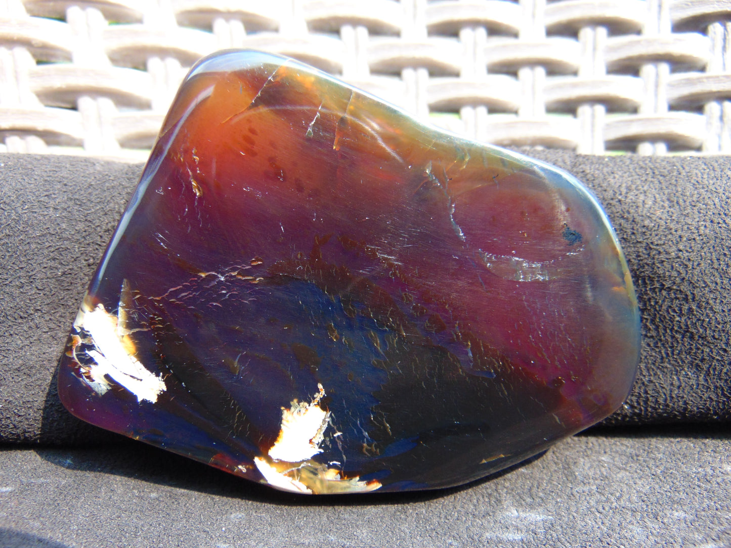 79 gram Slab Slim polished Indonesian Purple Blue Amber for Healing 25A196