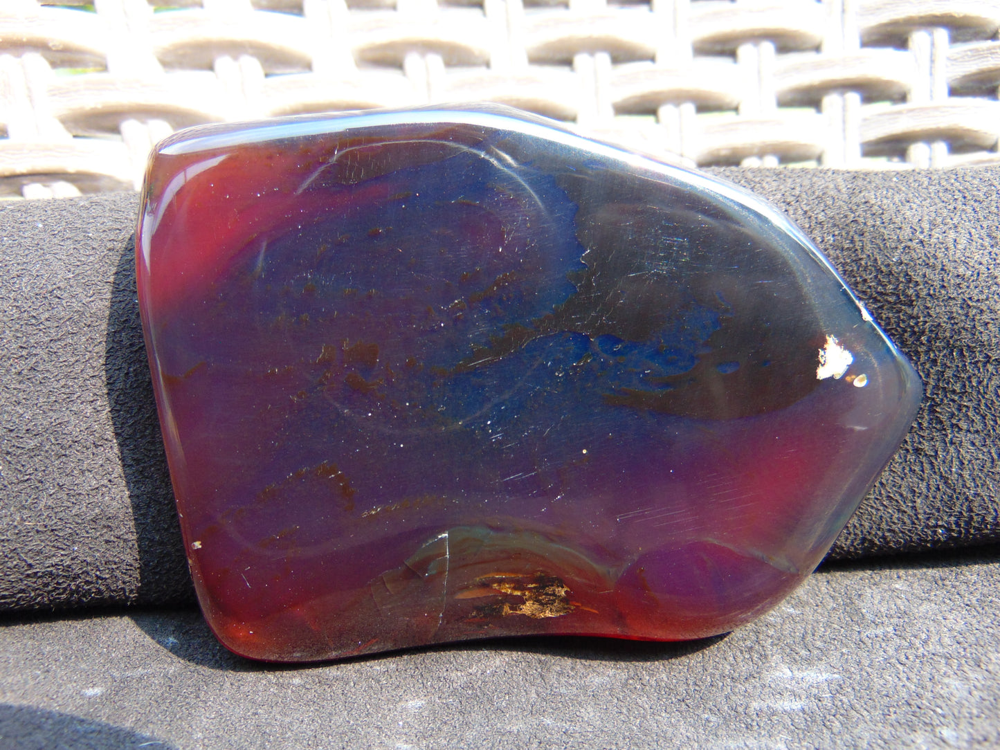 79 gram Slab Slim polished Indonesian Purple Blue Amber for Healing 25A196