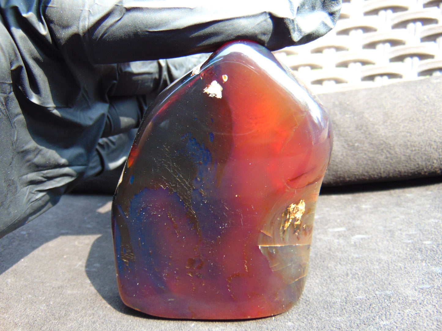 79 gram Slab Slim polished Indonesian Purple Blue Amber for Healing 25A196