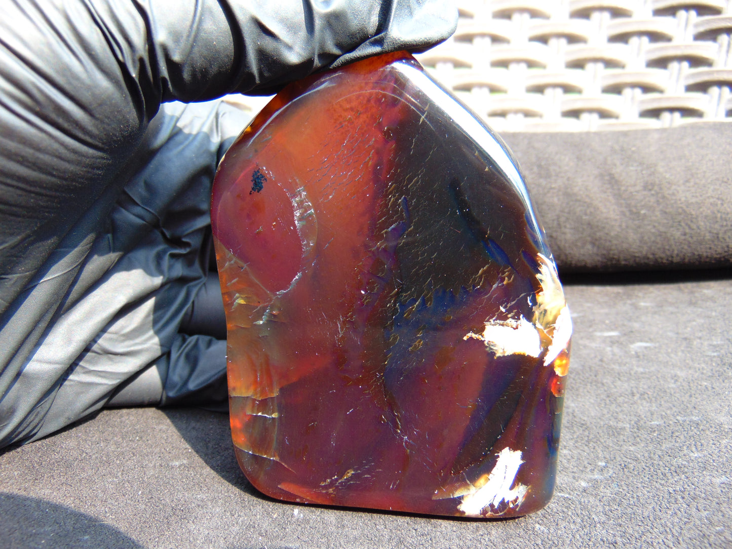 79 gram Slab Slim polished Indonesian Purple Blue Amber for Healing 25A196