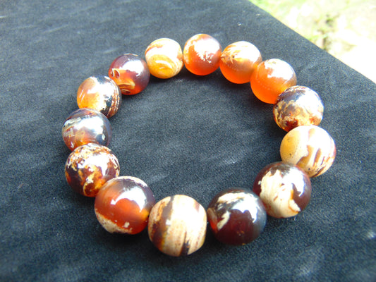 31 gram 14 Beads Mala Bracelet Indonesian White  Amber for Healing A14G285