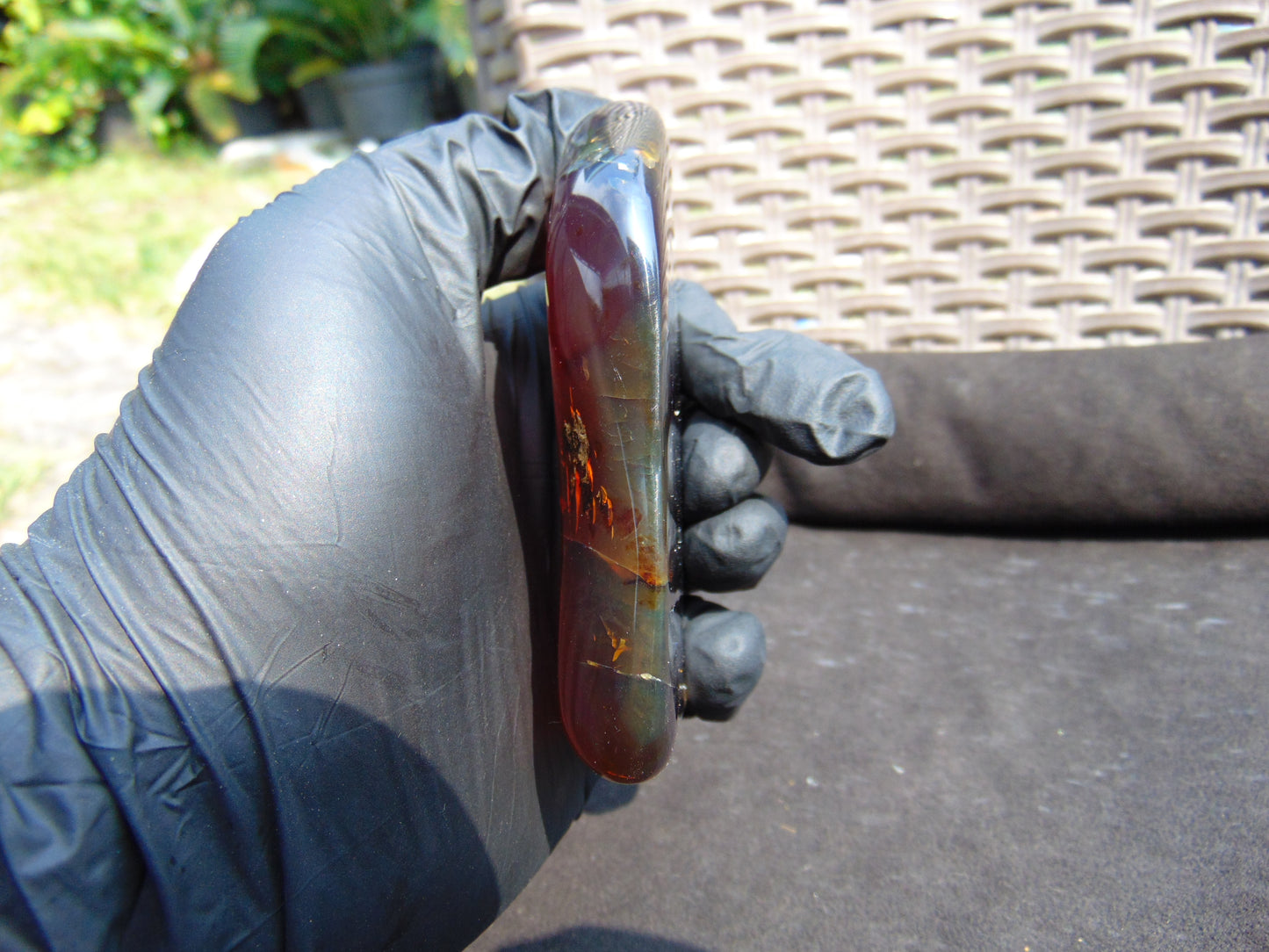 79 gram Slab Slim polished Indonesian Purple Blue Amber for Healing 25A196