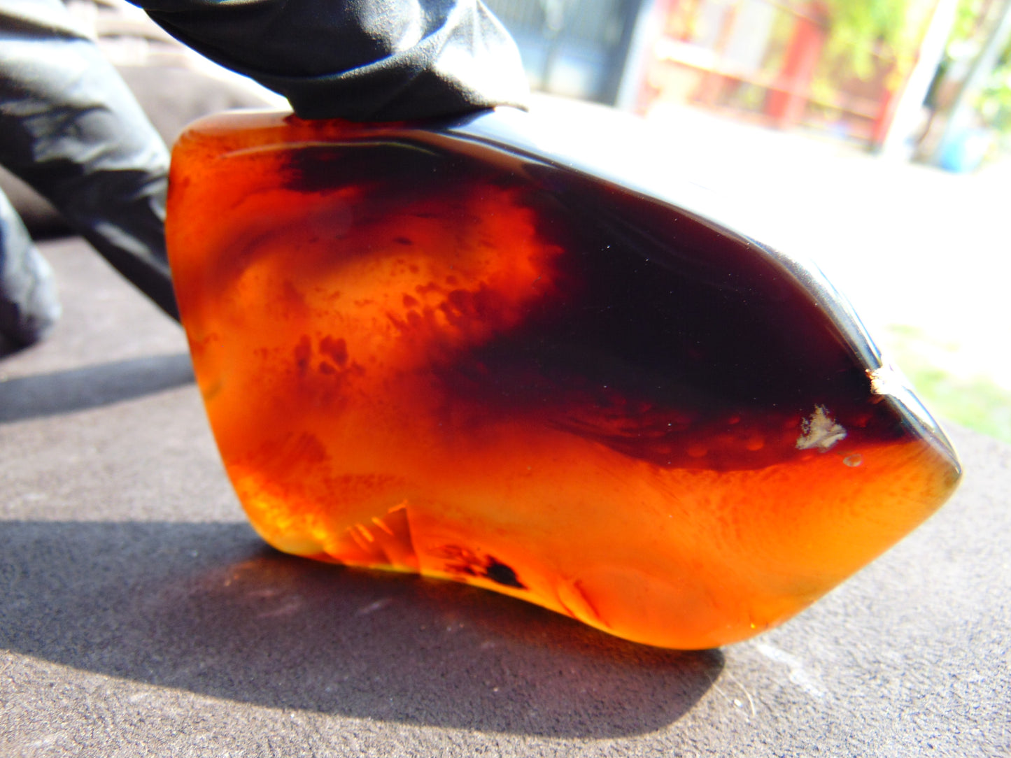 79 gram Slab Slim polished Indonesian Purple Blue Amber for Healing 25A196