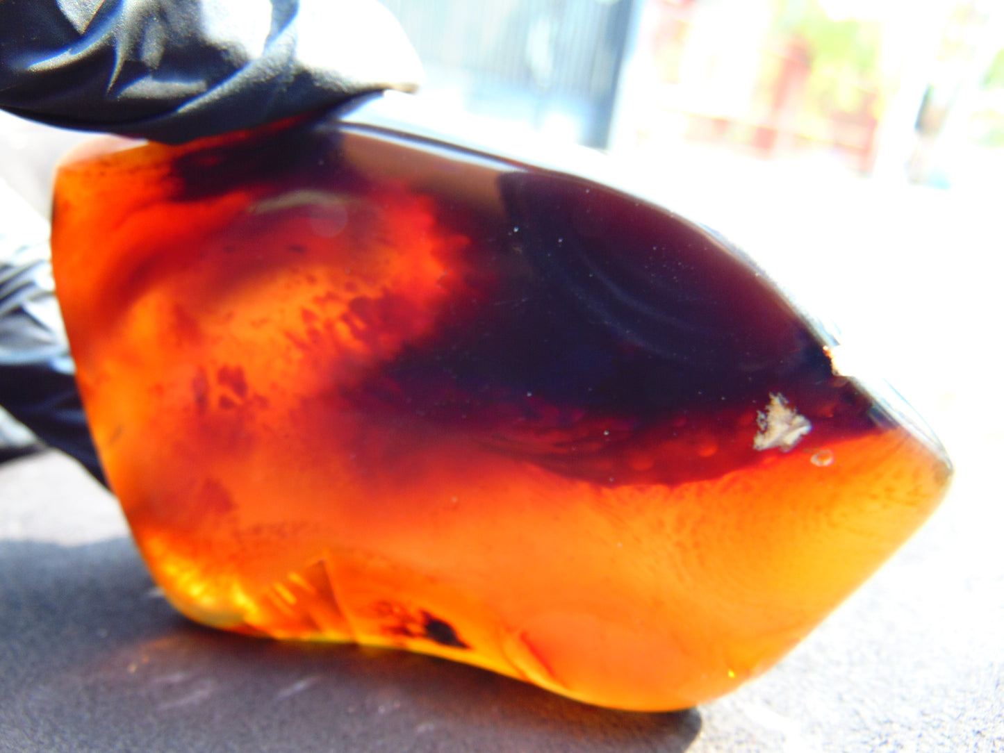 79 gram Slab Slim polished Indonesian Purple Blue Amber for Healing 25A196