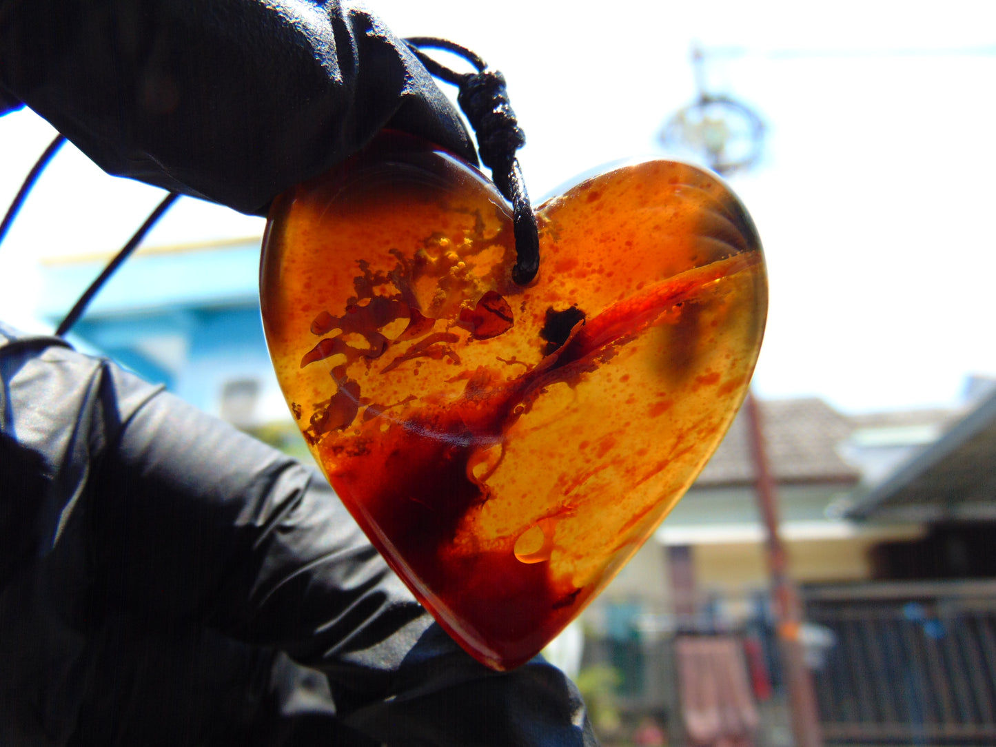 17 gr Heart Pendant Indonesian Blue Amber for Healing PDY713