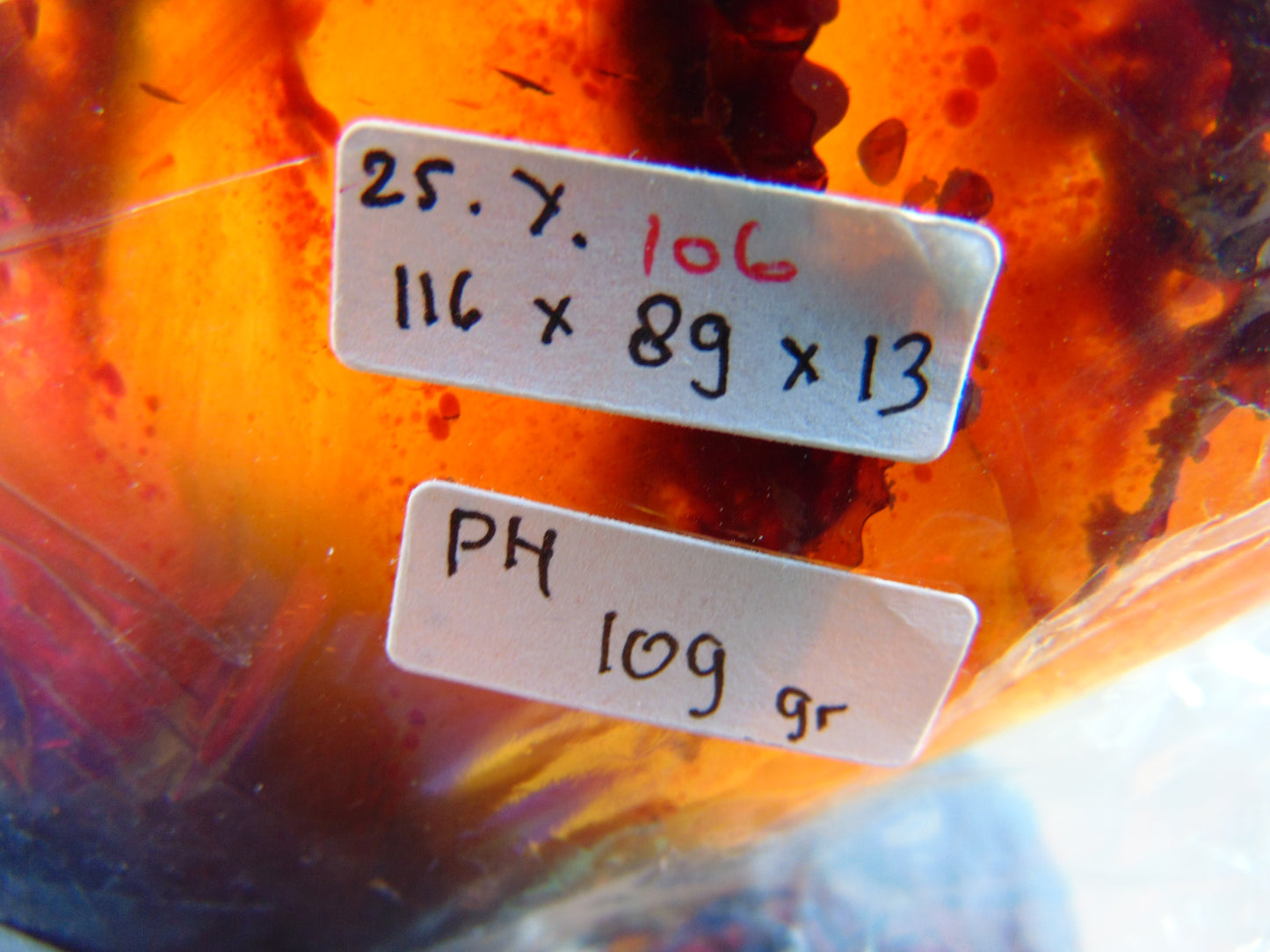 109 gram Slab polished Indonesian Red Amber for Healing 25Y106