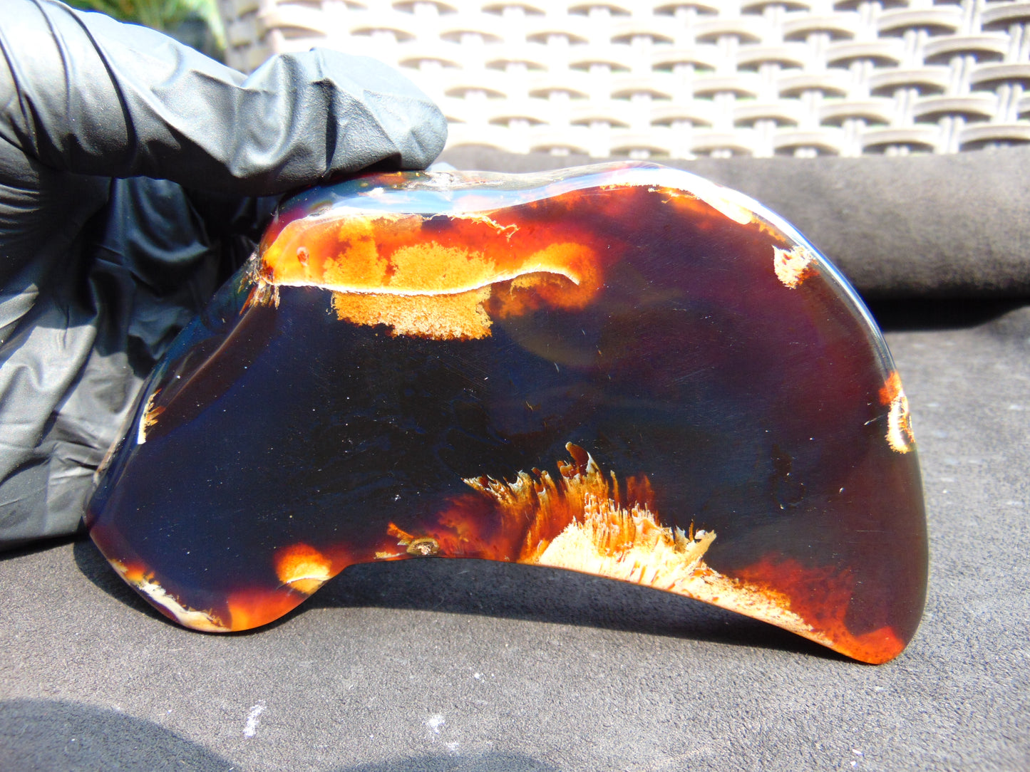 139 gram Slab Slim polished Indonesian Dark Purple Amber for Healing 25A201
