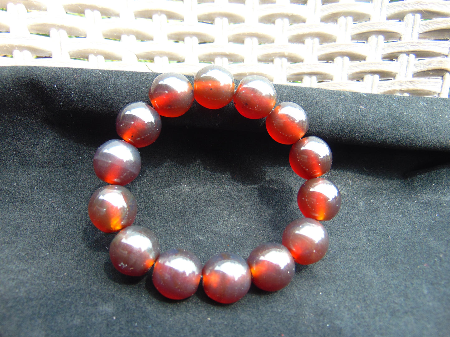 31 gram 14 Beads Mala Bracelet Indonesian Cherry Red Amber for Healing A14G278