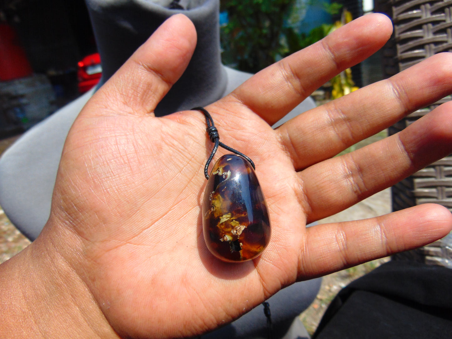 14 gram Teardrop Pendant Indonesian Blue Amber for Healing 26A328